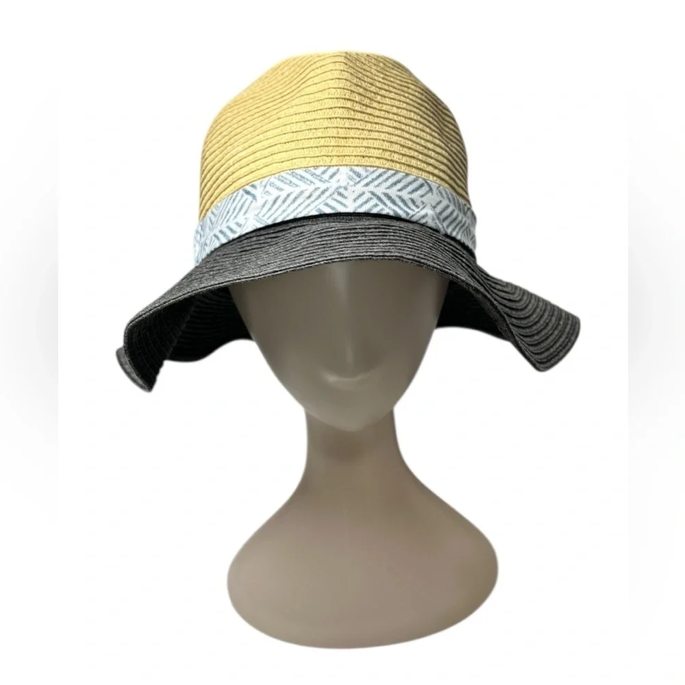 Permanent Vacation Two Tone Paper Woven Floppy Brim Hat One Size
